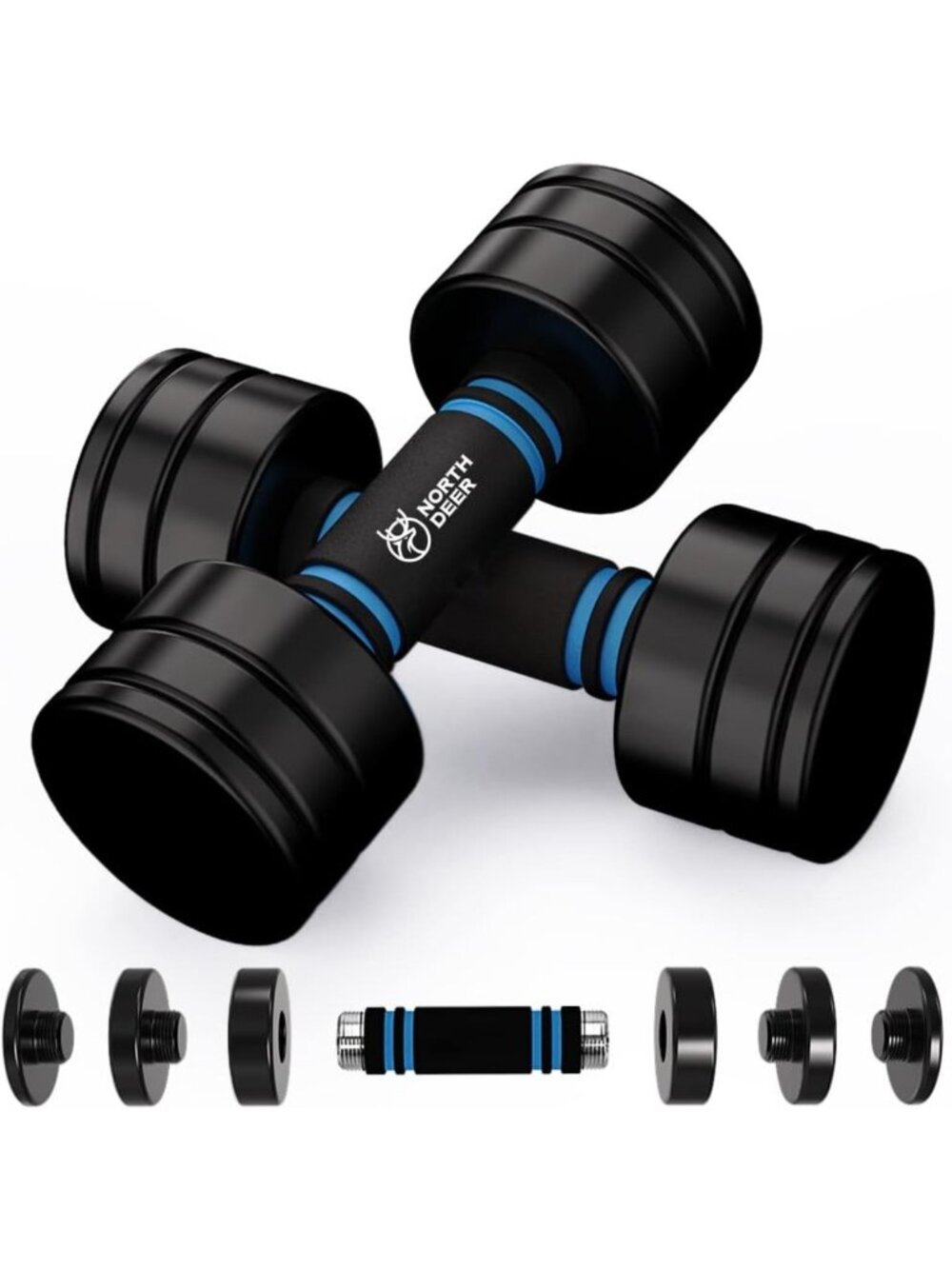 Adjustable Steel Dumbbells Set with Foam Handles - Home Gym Weights for Strength